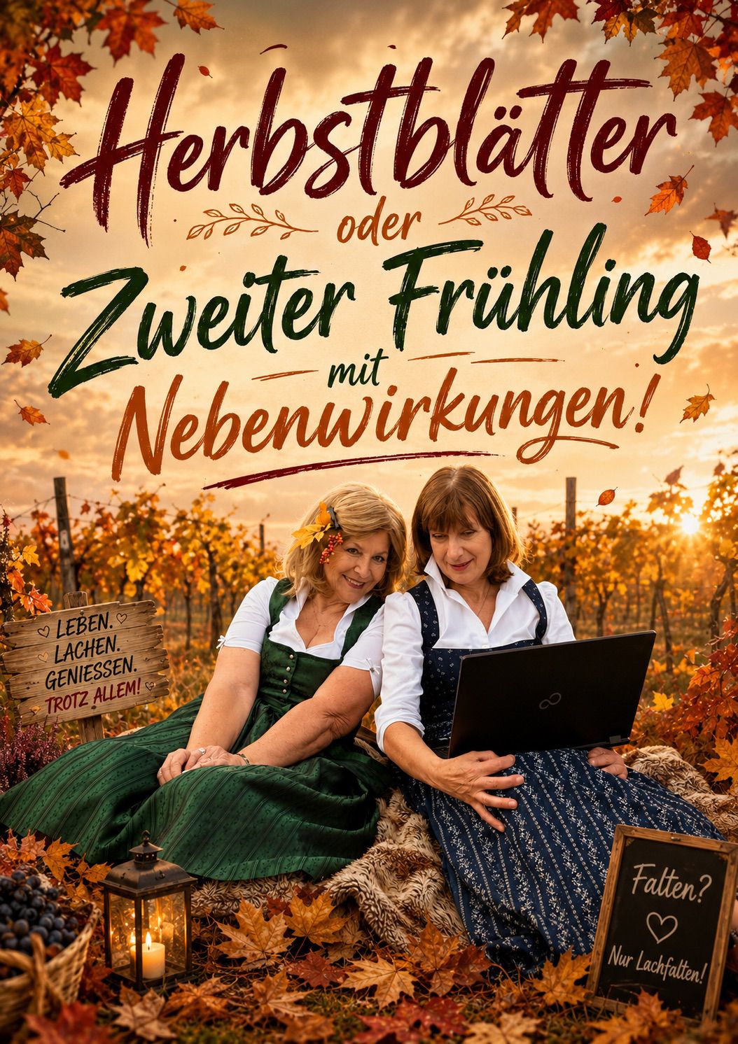 Programm-Plakat Herbstblätter mit Gabriele Heis-Gutzelnig und Sabine Cap